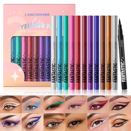 Beauty Searcher 12 Farben Matte Flüssig-Eyeliner-Set, Ultra-Präzision, schnell trocknend, glatt gleitend, wischfest, wasserfest pigmentierter Flüssig-Eyeliner Makeup-Geschenk-Set von Beauty Searcher