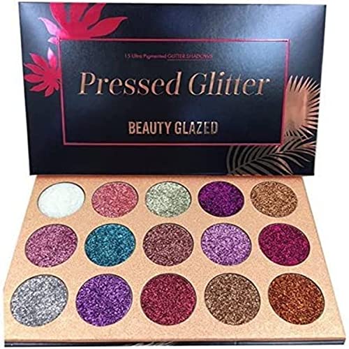 Lidschatten Palette Shimmer Glitter Gepresste Make-up Palette Pigment Langlebiger Diamant Glänzend Lose Pulver Lidschatten Palette Kosmetische Schatten (15 Farbe) von Beauty Searcher