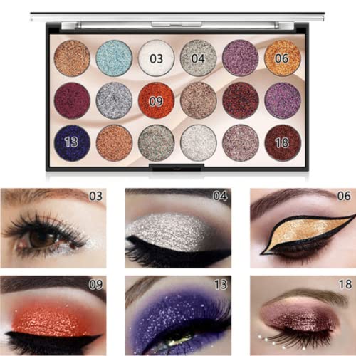 18 Farben Glitzer-Lidschatten-Palette, Shimmer Sparkle Ultra pigmentiertes Make-up-Lidschatten-Puder, lang anhaltende wasserdichte Augen-Make-up-Palette (#01) von Beauty Searcher