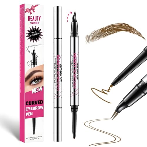 2-in-1-Microblading-Augenbrauenstift mit 2-zinkiger Micro-Gabelspitze – wasserfester Präzisionsstift mit zwei Enden für natürliche, definierter Augenbrauen, hält den ganzen Tag (#02 Braun) von Beauty Searcher