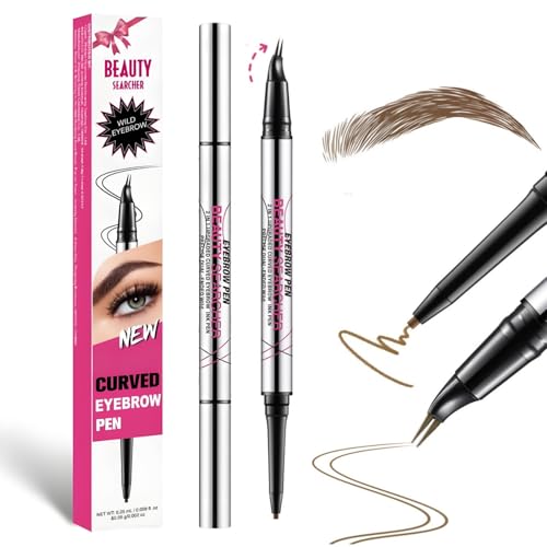 2-in-1-Microblading-Augenbrauenstift mit 2-zinkiger Micro-Gabelspitze – wasserfester Präzisionsstift mit zwei Enden für natürliche, definierter Augenbrauen, hält den ganzen Tag (#01 Hellbraun) von Beauty Searcher