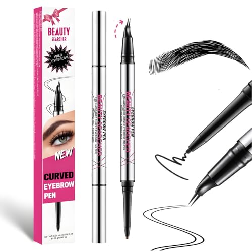 2-in-1-Microblading-Augenbrauenstift mit 2-zinkiger Micro-Gabelspitze – wasserfester Präzisionsstift mit zwei Enden für natürliche, definierter Augenbrauen, hält den ganzen Tag (#05 Schwarz) von Beauty Searcher