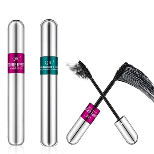 4D Silk Fiber Wimperntusche 2 in 1 Schwarz Wasserdicht Langanhaltend Extra Volumen Erweitertes Augen Make-up Extra lange dicke und voluminöse Wimperntusche Beauty Charming Eye Cosmetic von Beauty Searcher