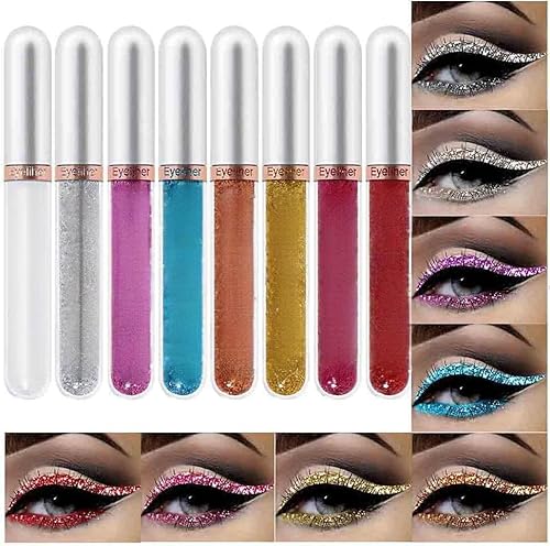 Beauty Searcher 8 Farben Matter Liquid Eyeliner Kit, Wasserdicht Langlebig, Hochpigmentiert, Metallic, Flüssig, Eyeliner von Beauty Searcher