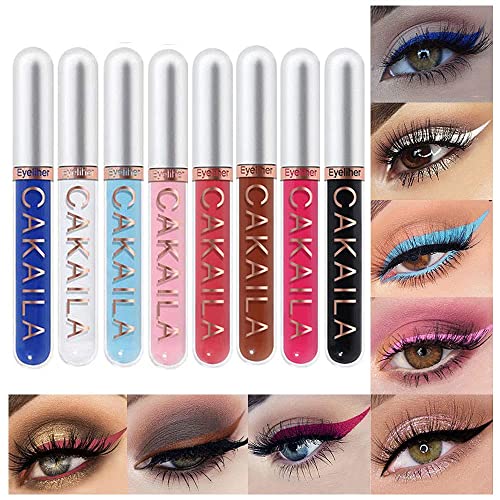 8 Farben Matter Liquid Eyeliner Kit, Wasserdicht Langlebig Schnell trocknend Glatt Kein Verschmieren Bunter flüssiger Eyeliner Stift Hochpigmentierter Eyeliner-Stift-Set (# 02) von Beauty Searcher