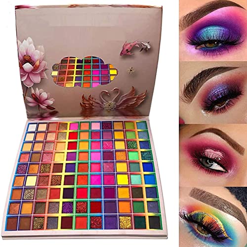 99 Farben Lidschatten-Palette, Matte Shimmer Glitter Fusion Make-up-Palette, professionelle hochpigmentierte Lidschatten wasserdicht langlebig bunt perlmutt Lidschatten Puder kosmetisch von Beauty Searcher