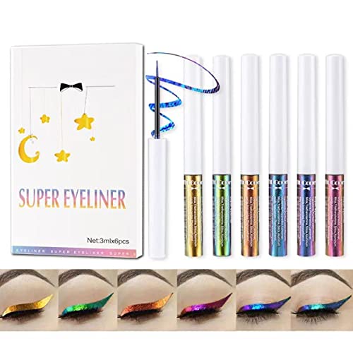 Chameleon Flüssiger Eyeliner, Glitter Waterproof Long Lasting Eyeliner Pen, intensiver Farbwechsel mit multireflektierendem Finish Metallic Flüssig-Eyeliner Set von Beauty Searcher