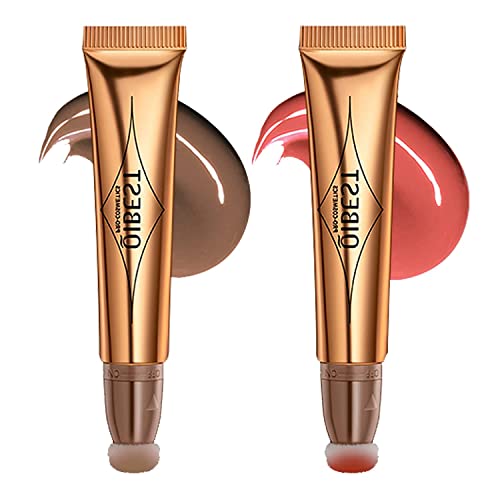 Flüssige Kontur Beauty Wand, Gesichts Highlighter und Bronze Stick mit Kissen Applicator befestigt, Schimmer lange anhaltende seidige Creme Gesicht Highlighter Bronze Make-up Stick #2PCS (01-03) von Beauty Searcher