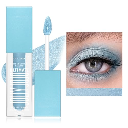 Flüssiger Lidschatten, schimmernder Glitzerlidschatten, Highlight zum Aufhellen, schnell trocknend, wasserfest, lang anhaltend, Metalle, glitzerndes Augen-Makeup (02# Blaubeer-Ballermann) von Beauty Searcher