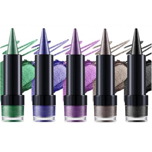 Schimmer-Lidschatten-Stift-Set, 2-in-1-Design mit zwei Enden und cremigem, langanhaltendem, buntem Multi-Use-Lidschattenstift-Eyeliner-Set für vielseitige Augen-Looks #5PCS(06-10) von Beauty Searcher