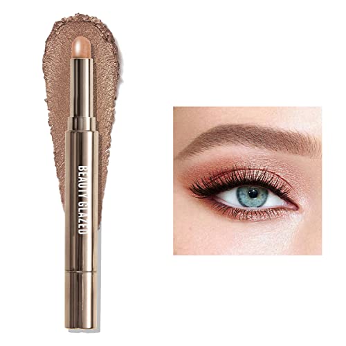 Schimmernder Lidschattenstift, Metallic Creamy Eyeshadow Pencil Crayon Eye Brightener Highlight Makeup, wasserfester, langanhaltender Creme-Lidschatten (#03 NATÜRLICH) von Beauty Searcher