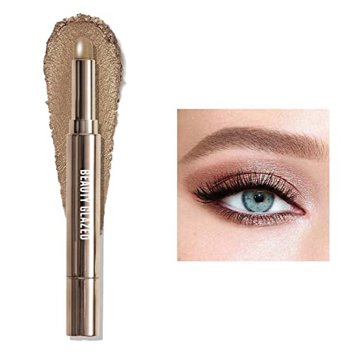 Schimmernder Lidschattenstift, Metallic Creamy Eyeshadow Pencil Crayon Eye Brightener Highlight Makeup, wasserfester, langanhaltender Creme-Lidschatten (#04 KAKAO) von Beauty Searcher