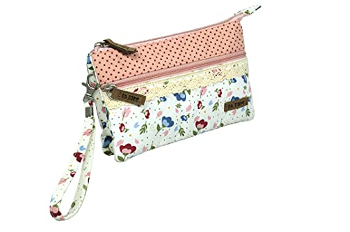 Patchwork-Täschchen "Floral" (Weiß Rosa) von Beauty Thinxx