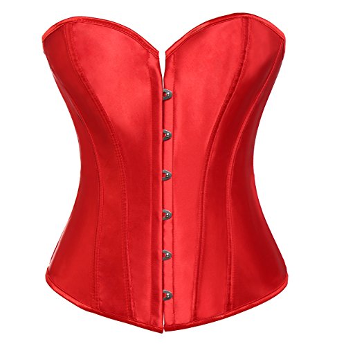 Beauty-You Damen Sexy Stäbchen Korsett Schnüren Corsagen mit String (XL/DE 38-40, Rot) von Beauty-You