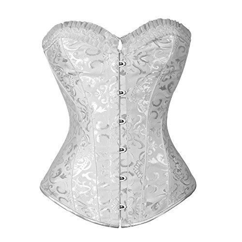 Beauty-You Women's Overbust Boned Corset Style Top Basques Lace Up Bustier, White#1, XX-Large von MISS MOLY