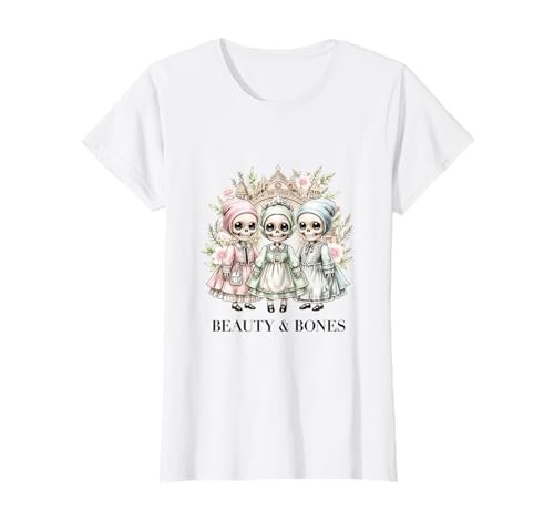 Beauty and Bones Halloween Skeleton Girls Victorian Dress T-Shirt Beauty and Bones Halloween Skeleton Girls Victorian Dress T-Shirt von Beauty & Bones Designs