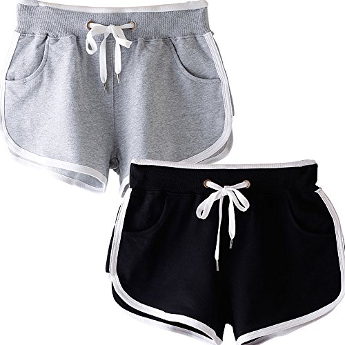 Beauty_yoyo Laufshorts Yoga Gym Shorts für Damen Teenager Mädchen Traningshose Outdoor Sporthose 2er-Pack von Beauty_yoyo