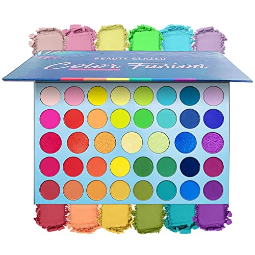 Beauty Glazed Color Fusion 39 Shades Metallic- und Shimmers-Lidschatten Hochpigmentiertes Make-up Palette Leicht zu mischen Schweißfeste und wasserdichte Lidschatten von Beauty Glazed