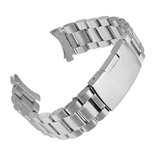 Beauty7 24mm Silber Edelstahl Uhrenarmband Uhrenarmbänder mit Faltschließe Metall Uhr Armband von Beauty7