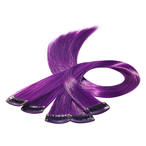 Beauty7 DIY Farbige Haarverlängerungen haarsträhnen zum einklipsen Bunte zum einflechten mit Haarclips strähnchen clip in extensions Haarteil Perücken Highlights Hair für Mädchen 50cm 5stk Blau von Beauty7