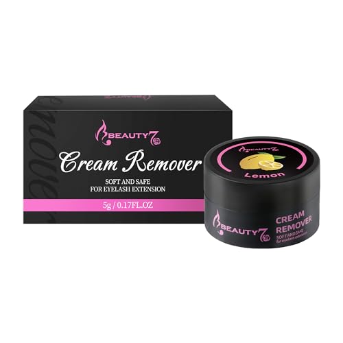 Beauty7 Wimpernkleber Entferner Cream Wimpernverlängerungslöser Gelb Wimpernkleber Lösemittel wimpern extension Entferner Remover Cream Kleberentfernung für Volumenwimpern 5ml Duft: Zitrone von Beauty7