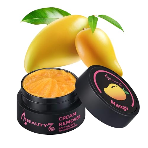 Beauty7 Wimpernkleber Entferner Cream Wimpernverlängerungslöser Gelb Wimpernkleber Lösemittel wimpern extension Entferner Remover Cream Wimpernverlängerung Klebstoffentferner Cremetyp 5ml Duft: Mango von Beauty7