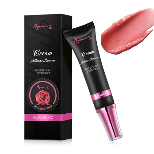 Beauty7 Wimpernkleber Entferner Cream Wimpernverlängerungslöser für Sensibel Haut Wimpernkleber Lösemittel wimpern extension Entferner Remover Cream Klebstoffentferner Cremetyp 10ml Rose von Beauty7