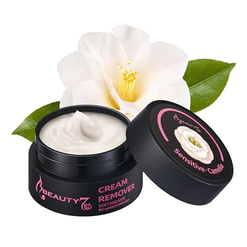 Beauty7 Wimpernkleber Entferner Cream Wimpernverlängerungslöser für Sensibel Haut Wimpernkleber Lösemittel wimpern extension Entferner Remover Cream Klebstoffentferner Cremetyp 5ml Camellia von Beauty7