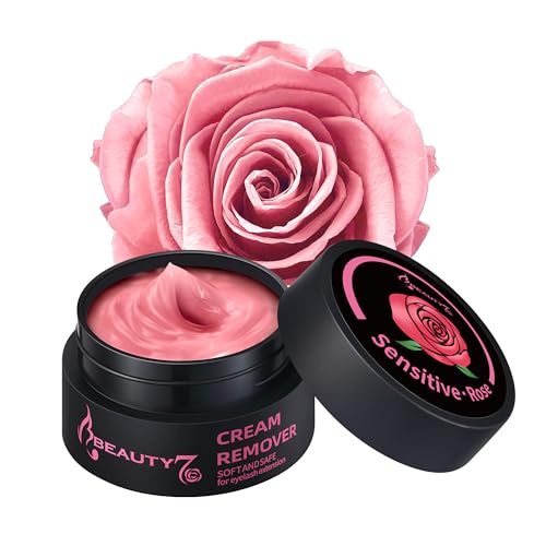 Beauty7 Wimpernkleber Entferner Cream Wimpernverlängerungslöser für Sensibel Haut Wimpernkleber Lösemittel wimpern extension Entferner Remover Cream Klebstoffentferner Cremetyp 5ml Rose von Beauty7