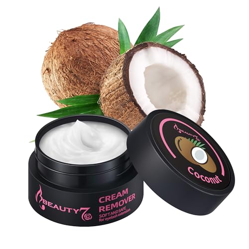 Beauty7 Wimpernkleber Entferner Cream Wimpernverlängerungslöser weiß Wimpernkleber Lösemittel wimpern extension Entferner Remover Cream Wimpernverlängerung Klebstoffentferner 5ml Duft: Kokosnuss von Beauty7