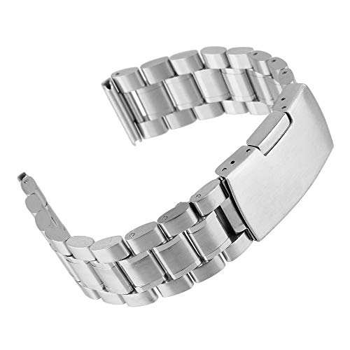 Weimob Unisex Edelstahl Uhrenarmband 22mm Silber mit Faltschließe Länge Verstellbar wa006-22-weimob EINWEG von Weimob