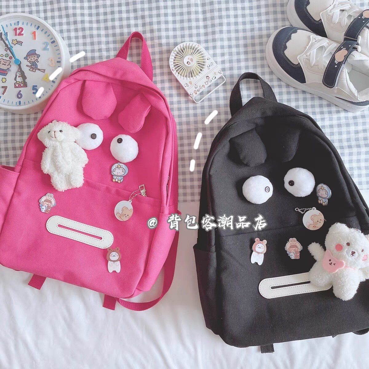 Canvas Schultasche Mädchen Ins Junior High School Student Niedlich Hässlich Kleines Monster Studenten Rucksack Cartoon Personality von BeautyBestieBee