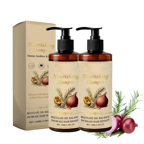 3-in-1 Pflegeshampoo, Batana Oil & Rosemary & Onion, Natürliches Zwiebel-Rosmarin Haaröl, Feuchtigkeit und Tiefenreparatur für Trockenes, Geschädigtes Haar, für Frauen und Männer (2 pc, 1) von BeautyBloom