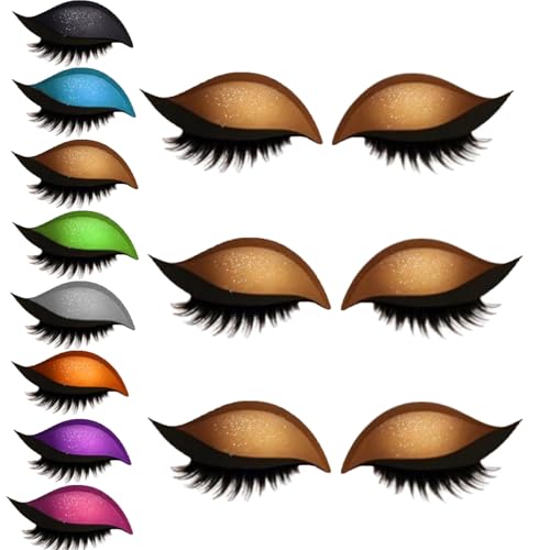 Lazy Eye Shadow Wimpernpatch, Reusable Lazy Eyelash Stickers, 3 Paar Glitzer-Lidschatten-Aufkleber Mit Wimpern, Einfach Aufzutragender Lidschatten und Wimpern in Einem, Kein Kleber Nötig (Brown, 1) von BeautyBloom