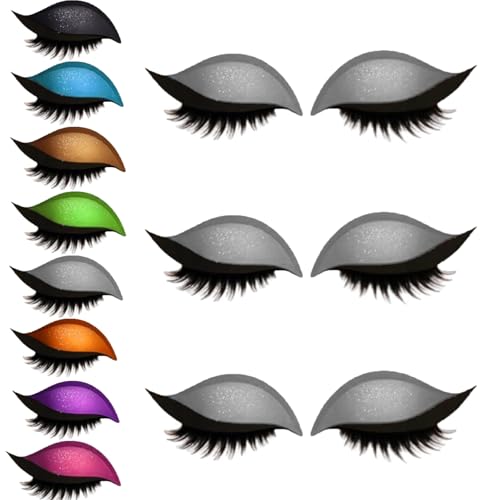 Lazy Eye Shadow Wimpernpatch, Reusable Lazy Eyelash Stickers, 3 Paar Glitzer-Lidschatten-Aufkleber Mit Wimpern, Einfach Aufzutragender Lidschatten und Wimpern in Einem, Kein Kleber Nötig (Gray, 1) von BeautyBloom