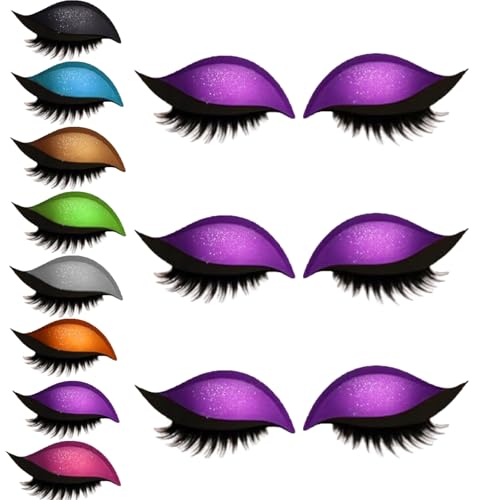 Lazy Eye Shadow Wimpernpatch, Reusable Lazy Eyelash Stickers, 3 Paar Glitzer-Lidschatten-Aufkleber Mit Wimpern, Einfach Aufzutragender Lidschatten und Wimpern in Einem, Kein Kleber Nötig (Purple, 1) von BeautyBloom