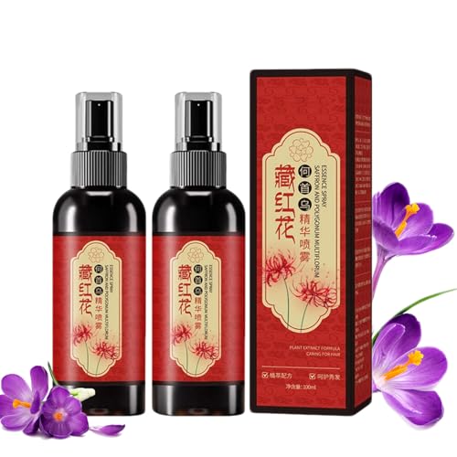 Saffron Hair Spray, Saffron Hair Blackening Spray für Natürliche Schwarzfärbung mit Kräuteressenz gegen Graue Haare, Für Volumen & Stärke, Anti-Haarausfall (2 pc, 1) von BeautyBloom