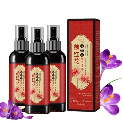 Saffron Hair Spray, Saffron Hair Blackening Spray für Natürliche Schwarzfärbung mit Kräuteressenz gegen Graue Haare, Für Volumen & Stärke, Anti-Haarausfall (3 pc, 1) von BeautyBloom