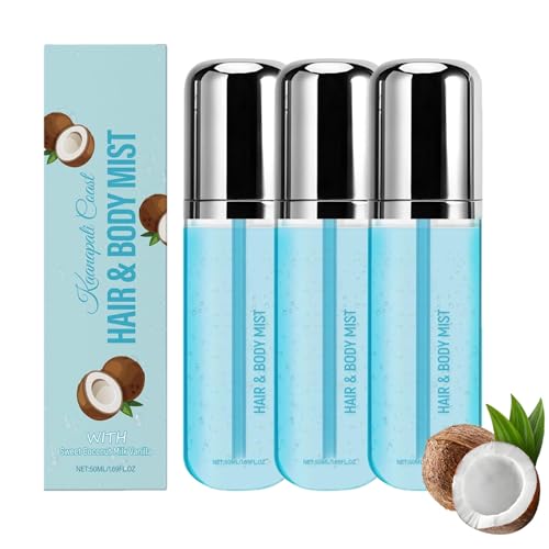 Süßem Kokosmilch Vanille Haar & Körper Spray - Pflegendes Duftspray für Frauen und Männer, Langzeitparfüm mit Feuchtigkeitspflege für Haut & Haare (1, 3 pc) von BeautyBloom