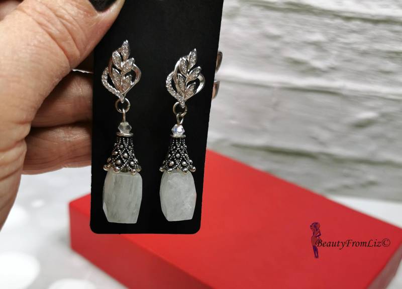 Ohrringe, Bergkristallohrringe Lange Ohrringe Sterling Silber, Bergkristall Ohrhänger, Brautschmuck Ohrringe, Bergkristallohrringe Lange Ohrringe Sterling Silber, Bergkristall Ohrhänger, Brautschmuck von BeautyFromLiz