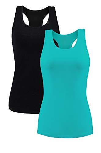 beautyin Damen Tanktop mit Regal-BH Racerback Workout Yoga Tops Unterhemd, Schwarz Aqua/Regal-BH, Klein von BeautyIn