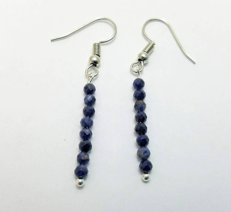 Rohe Saphir Edelstein Perlen Ohrringe 14K Gold Plated, Edelstahl von BeautyInMinimalism