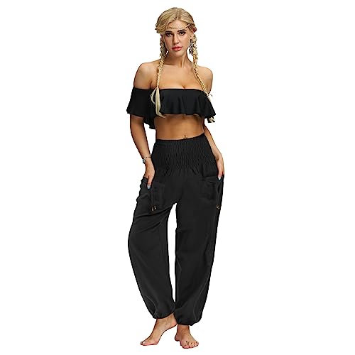 BeautyWill Haremshose/Yogahose/Jogginghose/Yoga Pilates Hosen/Yoga Pants Hose für Damen - für Sport und Training aus 95% Modal (Schwarz-S) von BeautyWill