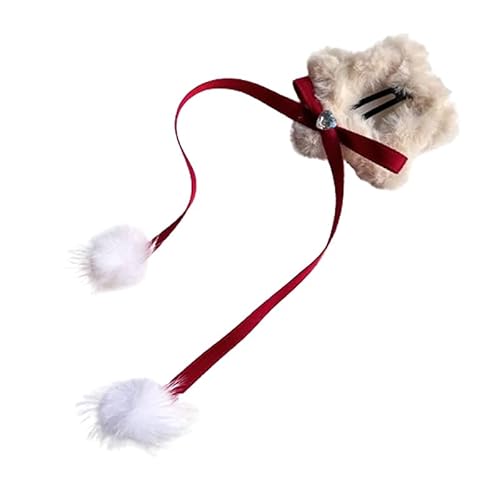 Kawaii Bowknot Plüsch Haarnadel Niedlich Süß Stern Herz Haarspangen für Mädchen Weihnachten Kopfbedeckung Haarschmuck Geschenke von Beautyan