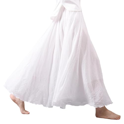 Beautyhis Böhmischer Baumwoll-Leinenrock für Damen, Sommer-Leinen-Maxirock, elastische Taille, A-Linie, fließende Maxiröcke, weiß, 40 Beautyhis Böhmischer Baumwoll-Leinenrock für Damen, Sommer-Leinen-Maxirock, elastische Taille, A-Linie, fließende Maxiröcke, weiß, 40 von Beautyhis