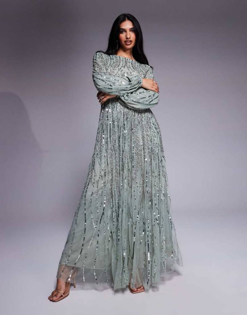 Beauut - Jana - Langärmliges Maxikleid in Grün mit Verzierung von Beauut