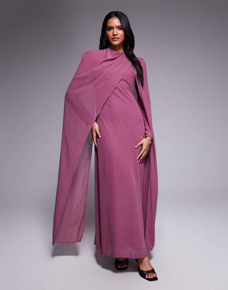 Beauut - Maxikleid aus Chiffon in Rosa mit Cape-Wickeldesign-Lila von Beauut