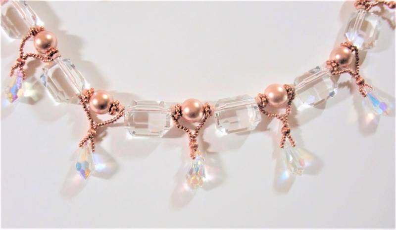 Schmuck-Set Swarovski Rose Gold Kristallperlen & Kristall Ab Tränen; Retro-Kristall-Perlen; Rondellen; Kupfer Spacer Und Verschluss von BeauxArtsbyCynthia