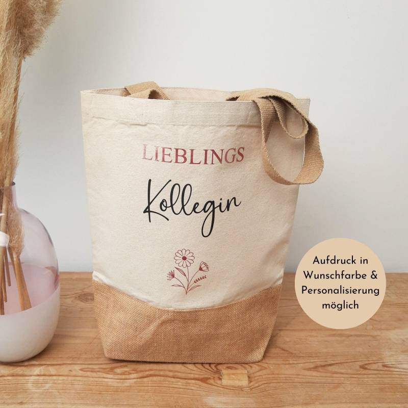 Personalisierte Tasche Für Die "Lieblings Kollegin", Jute Shopper Kollegin, Geschenkidee, Markttasche, Einkaufstasche, Jutetasche von BeauxCadeauxGeschenk