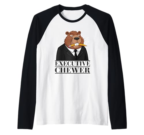 Chewer Chewer Business Man Tier Lustig Biber Wortspiel Raglan von Beaver Gifts For Beaver Lover